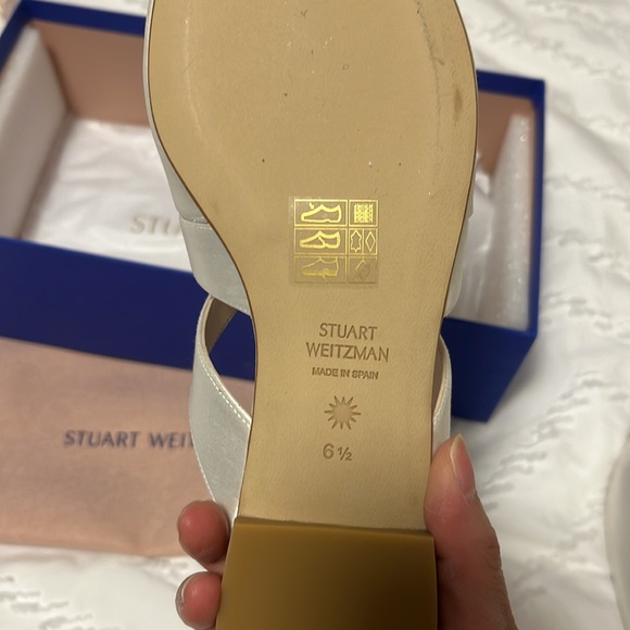 NWT Stuart Weitzman white satin Mariposa mules - Picture 4 of 5